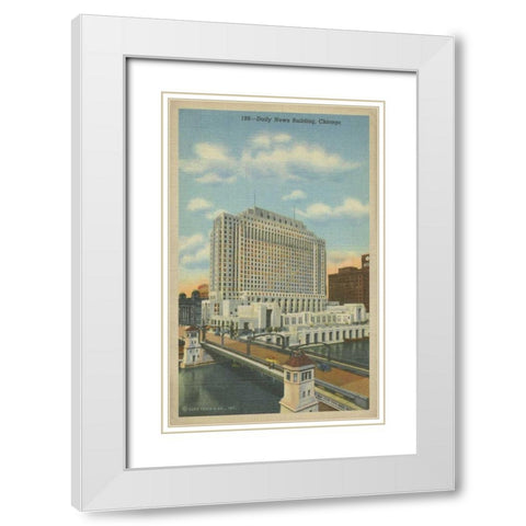 Chicago- Daily News Building White Modern Wood Framed Art Print with Double Matting by Unknown