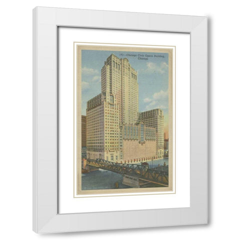 Chicago- Civic Opera Building White Modern Wood Framed Art Print with Double Matting by Unknown