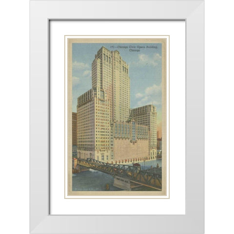 Chicago- Civic Opera Building White Modern Wood Framed Art Print with Double Matting by Unknown