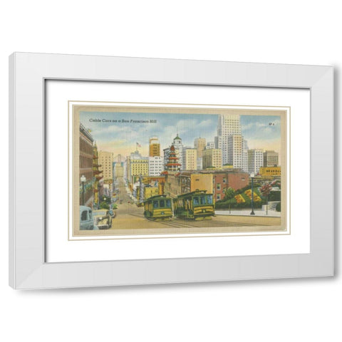 San Francisco- Cable Cars White Modern Wood Framed Art Print with Double Matting by Unknown