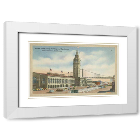 San Francisco- Market Street White Modern Wood Framed Art Print with Double Matting by Unknown
