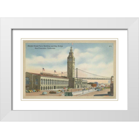 San Francisco- Market Street White Modern Wood Framed Art Print with Double Matting by Unknown