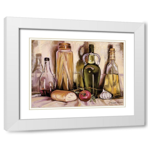 Pasta and Olive Oil White Modern Wood Framed Art Print with Double Matting by Kasun, Theresa