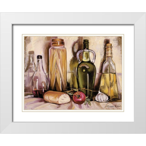 Pasta and Olive Oil White Modern Wood Framed Art Print with Double Matting by Kasun, Theresa