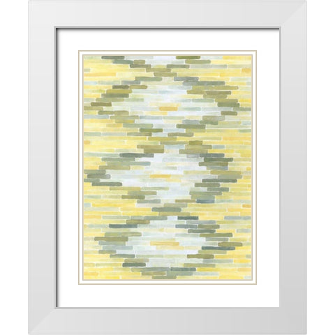 Green and Yellow Reflection I White Modern Wood Framed Art Print with Double Matting by Meagher, Megan