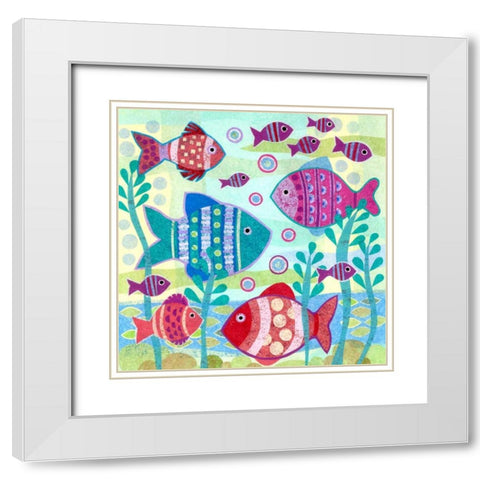 Ocean Fish I White Modern Wood Framed Art Print with Double Matting by Conway, Kim
