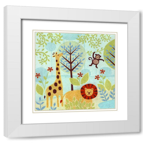 Jungle Buddies White Modern Wood Framed Art Print with Double Matting by Conway, Kim