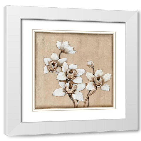 White Orchid I White Modern Wood Framed Art Print with Double Matting by OToole, Tim