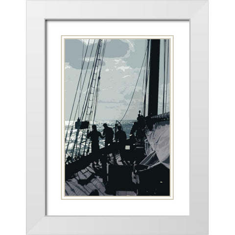 Caribbean Vessel II White Modern Wood Framed Art Print with Double Matting by Longley, Carolyn