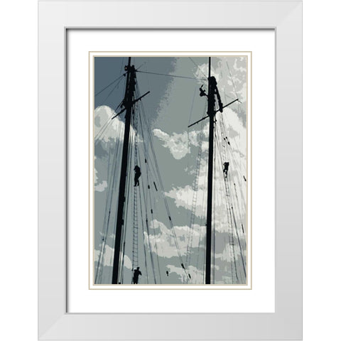 Caribbean Vessel IV White Modern Wood Framed Art Print with Double Matting by Longley, Carolyn