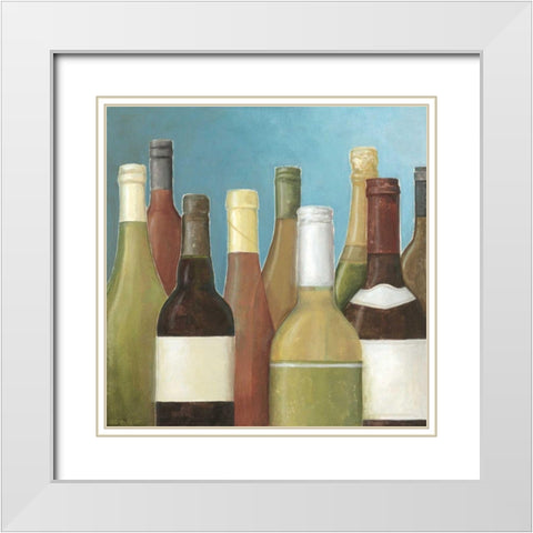 Wine Bottles I White Modern Wood Framed Art Print with Double Matting by Meagher, Megan