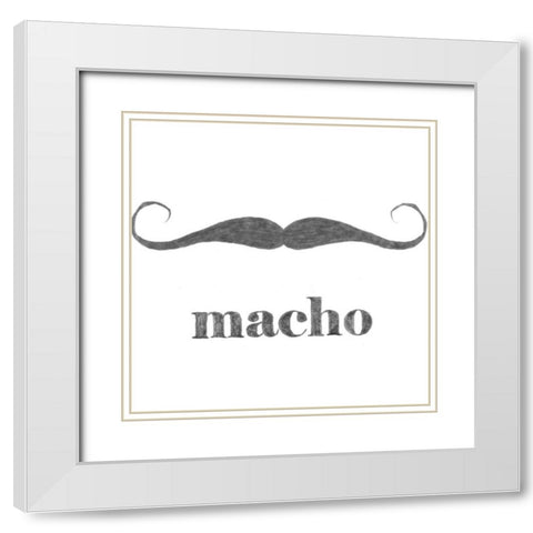 Macho White Modern Wood Framed Art Print with Double Matting by Johnson, Jason