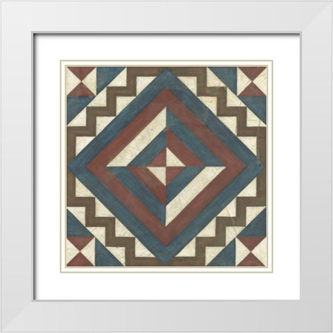 Quilt Motif I White Modern Wood Framed Art Print with Double Matting by Vess, June Erica