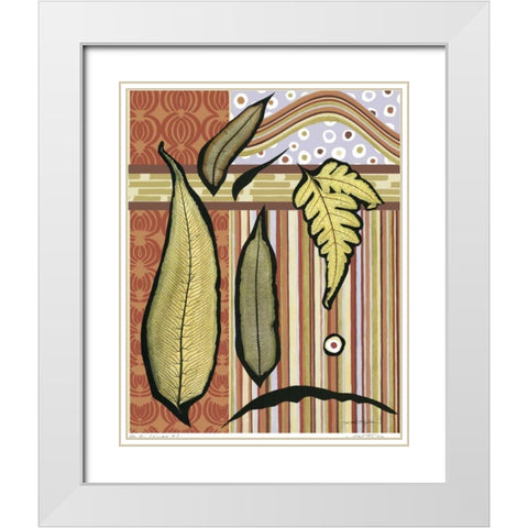 Go Go Leaves II White Modern Wood Framed Art Print with Double Matting by Taylor, Kris