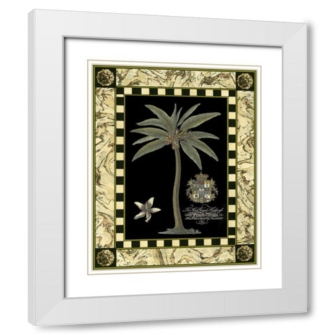 Bordered Palms on Black I White Modern Wood Framed Art Print with Double Matting by Vision Studio