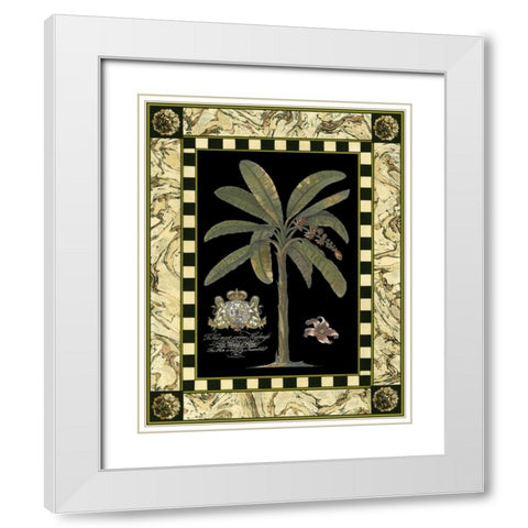 Bordered Palms on Black II White Modern Wood Framed Art Print with Double Matting by Vision Studio
