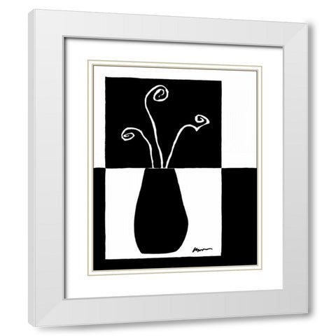 Minimalist Flower in Vase I White Modern Wood Framed Art Print with Double Matting by Goldberger, Jennifer