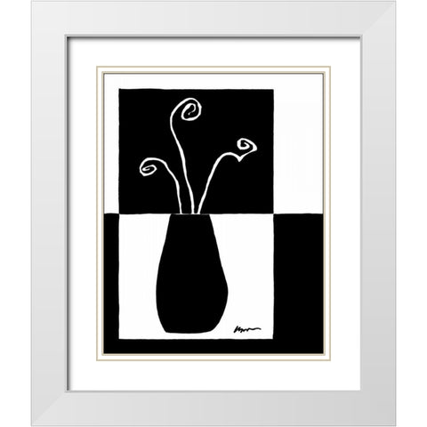 Minimalist Flower in Vase I White Modern Wood Framed Art Print with Double Matting by Goldberger, Jennifer