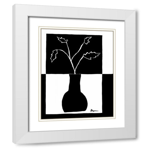 Minimalist Leaf in Vase I White Modern Wood Framed Art Print with Double Matting by Goldberger, Jennifer