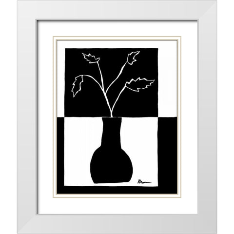 Minimalist Leaf in Vase I White Modern Wood Framed Art Print with Double Matting by Goldberger, Jennifer