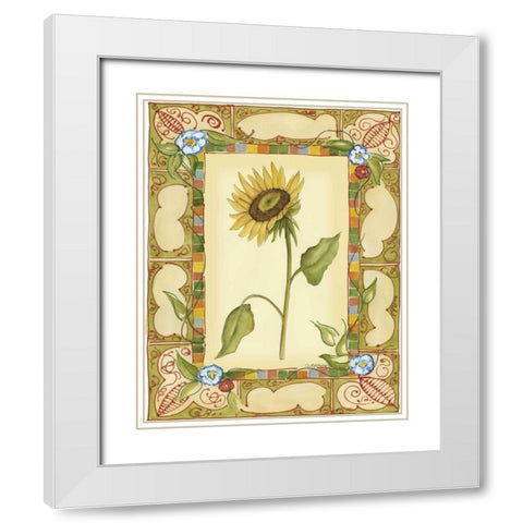 French Country Sunflower I White Modern Wood Framed Art Print with Double Matting by Goldberger, Jennifer