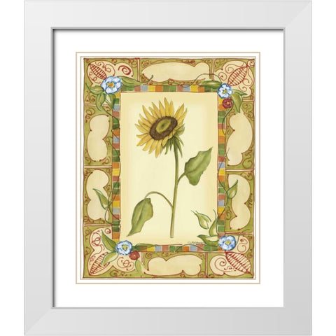 French Country Sunflower I White Modern Wood Framed Art Print with Double Matting by Goldberger, Jennifer