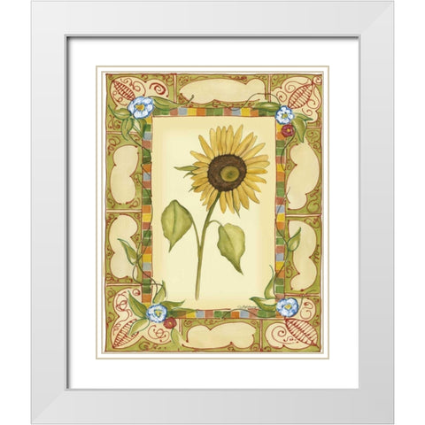 French Country Sunflower II White Modern Wood Framed Art Print with Double Matting by Goldberger, Jennifer