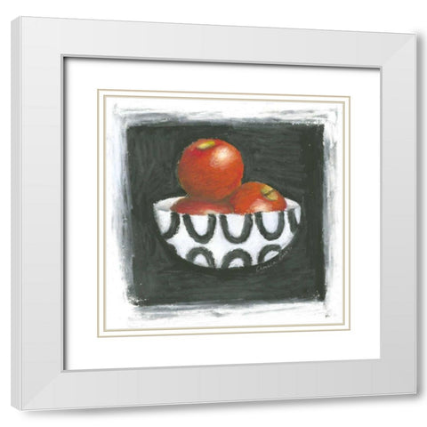 Apples in Bowl White Modern Wood Framed Art Print with Double Matting by Zarris, Chariklia