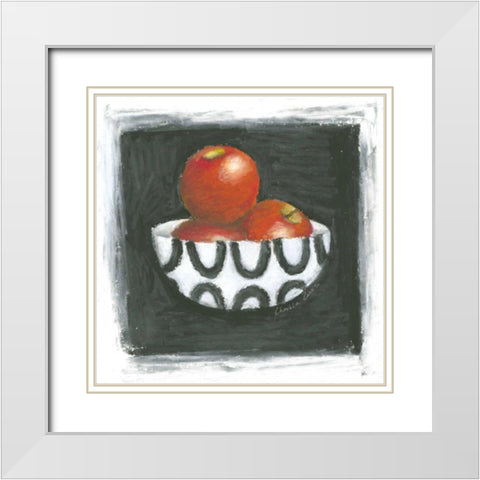 Apples in Bowl White Modern Wood Framed Art Print with Double Matting by Zarris, Chariklia