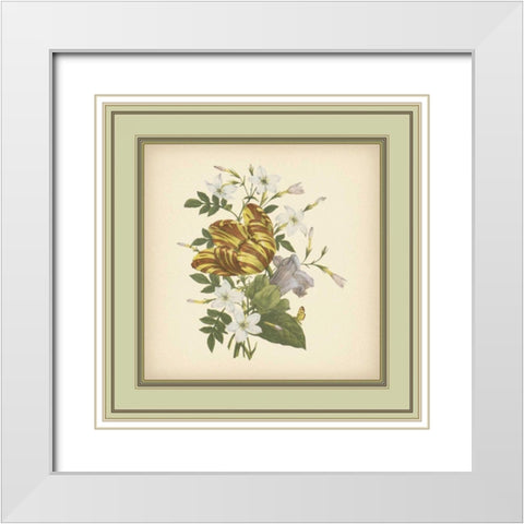 Tuscany Bouquet IX White Modern Wood Framed Art Print with Double Matting by Unknown