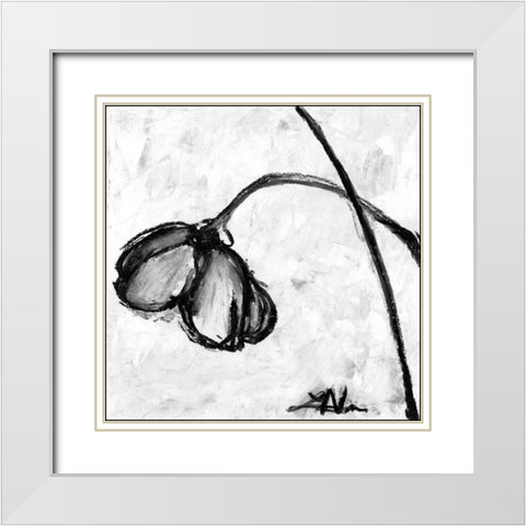 Mini Swooning Tulips II White Modern Wood Framed Art Print with Double Matting by Unknown
