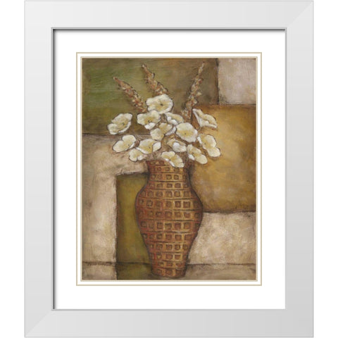 Cubed Floral Study I White Modern Wood Framed Art Print with Double Matting by Zarris, Chariklia