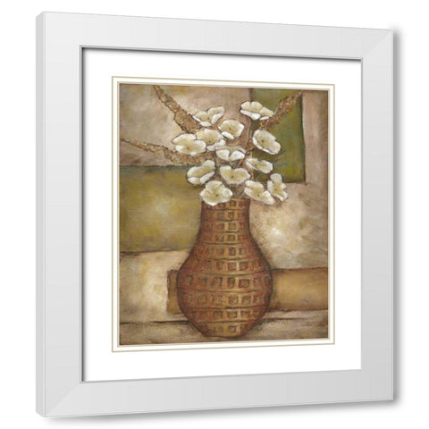 Cubed Floral Study II White Modern Wood Framed Art Print with Double Matting by Zarris, Chariklia