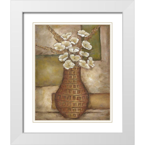 Cubed Floral Study II White Modern Wood Framed Art Print with Double Matting by Zarris, Chariklia