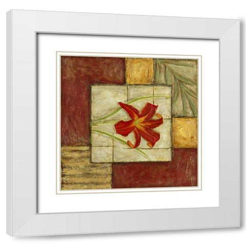 Flower Montage IV White Modern Wood Framed Art Print with Double Matting by Zarris, Chariklia