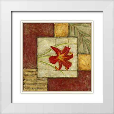 Flower Montage IV White Modern Wood Framed Art Print with Double Matting by Zarris, Chariklia