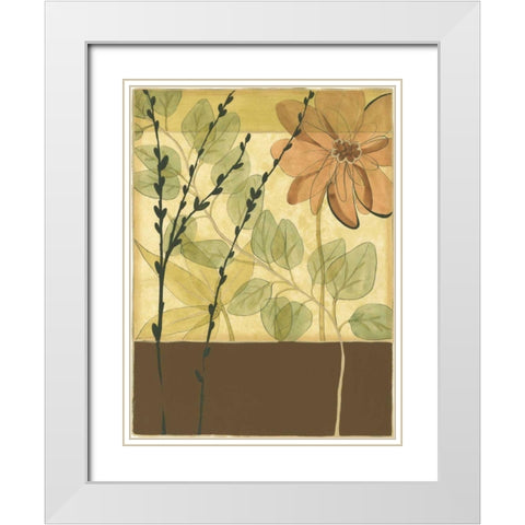 Printed Tranquil Garden I White Modern Wood Framed Art Print with Double Matting by Goldberger, Jennifer