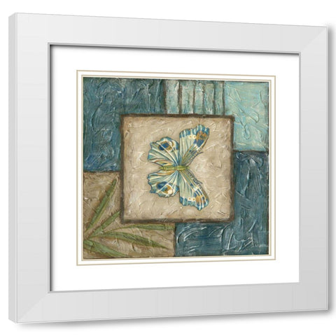 Butterfly Montage II White Modern Wood Framed Art Print with Double Matting by Zarris, Chariklia
