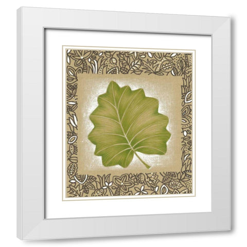 Exotic Palm Leaf I White Modern Wood Framed Art Print with Double Matting by Vision Studio