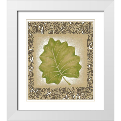 Exotic Palm Leaf I White Modern Wood Framed Art Print with Double Matting by Vision Studio
