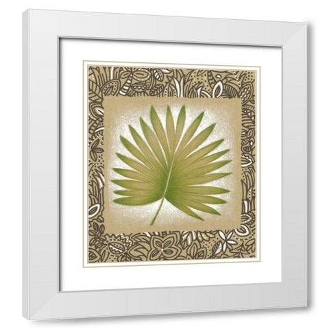 Exotic Palm Leaf II White Modern Wood Framed Art Print with Double Matting by Vision Studio