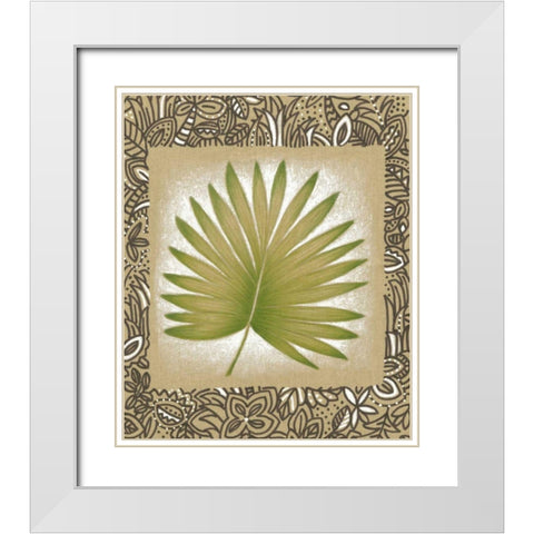 Exotic Palm Leaf II White Modern Wood Framed Art Print with Double Matting by Vision Studio