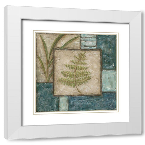 Large Fern Montage I White Modern Wood Framed Art Print with Double Matting by Zarris, Chariklia