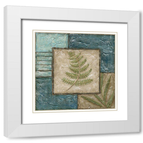 Large Fern Montage II  White Modern Wood Framed Art Print with Double Matting by Zarris, Chariklia