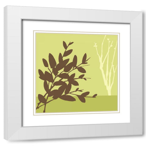 Metro Leaves in Chartreuse I White Modern Wood Framed Art Print with Double Matting by Vess, June Erica