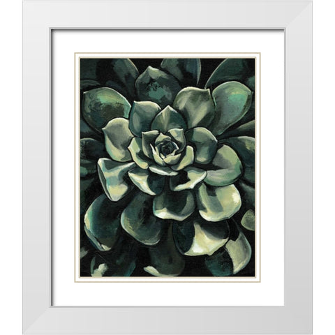 Printed Lunar Succulent I White Modern Wood Framed Art Print with Double Matting by Meagher, Megan