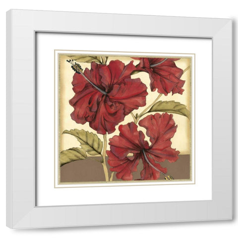 Cropped Sophisticated Hibiscus I  White Modern Wood Framed Art Print with Double Matting by Goldberger, Jennifer