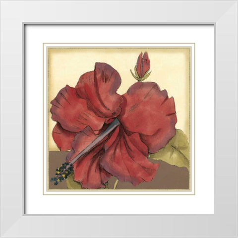 Cropped Sophisticated Hibiscus III  White Modern Wood Framed Art Print with Double Matting by Goldberger, Jennifer