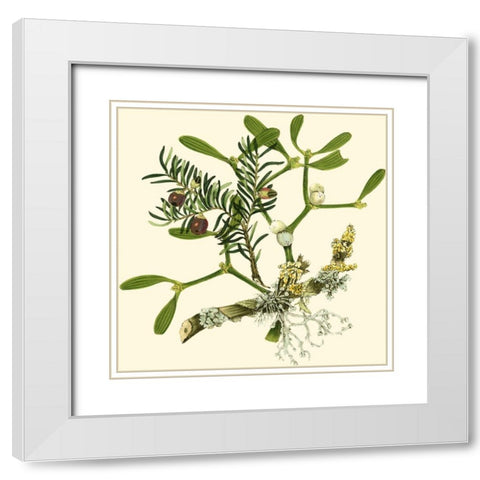 Mistletoe Branch White Modern Wood Framed Art Print with Double Matting by Vision Studio