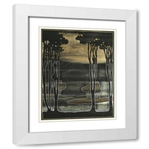 Small Nouveau Trees I White Modern Wood Framed Art Print with Double Matting by Goldberger, Jennifer